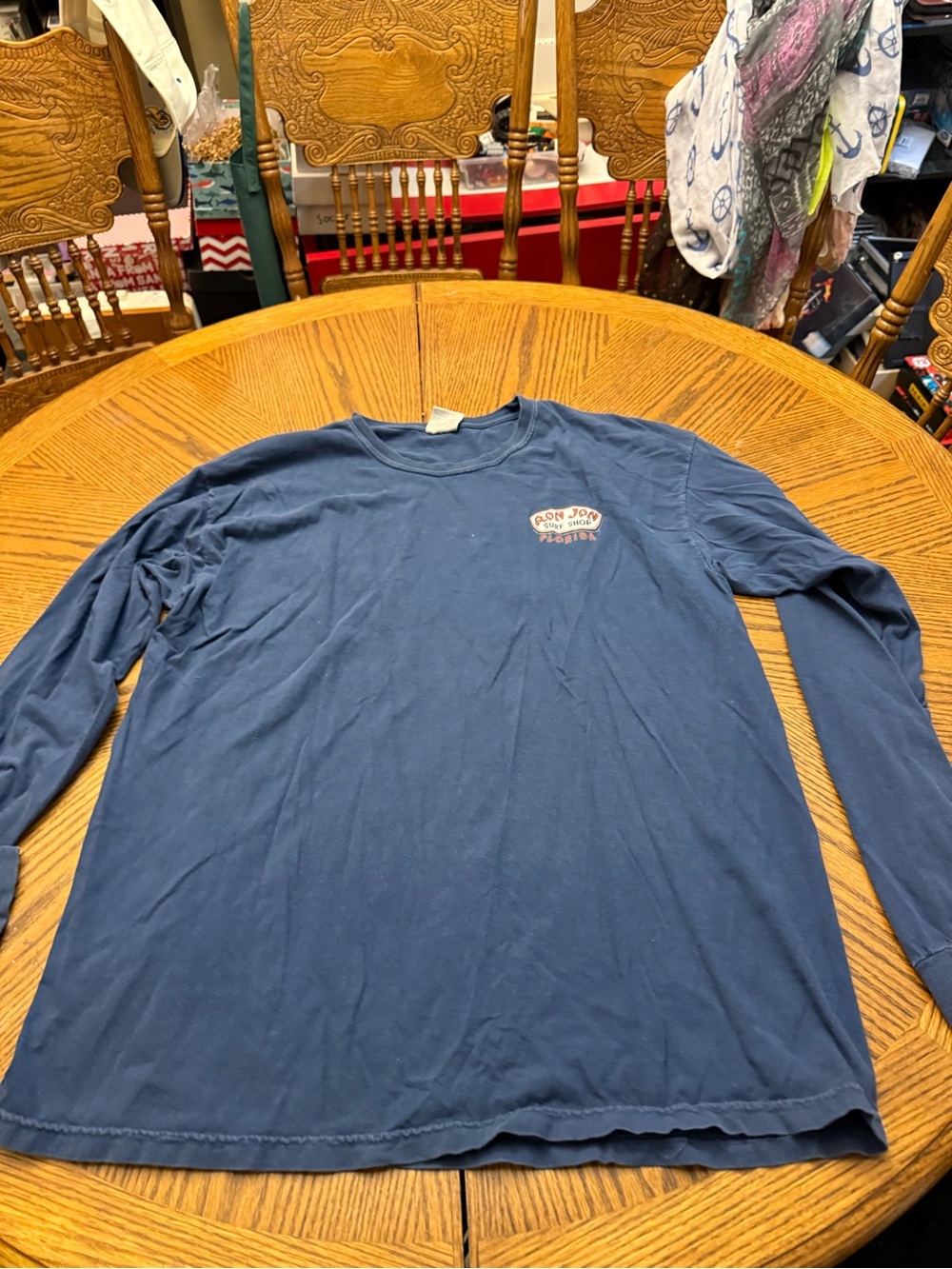 Ron Jon Navy Long Sleeve Crewneck Shirt with Small Chest Logo